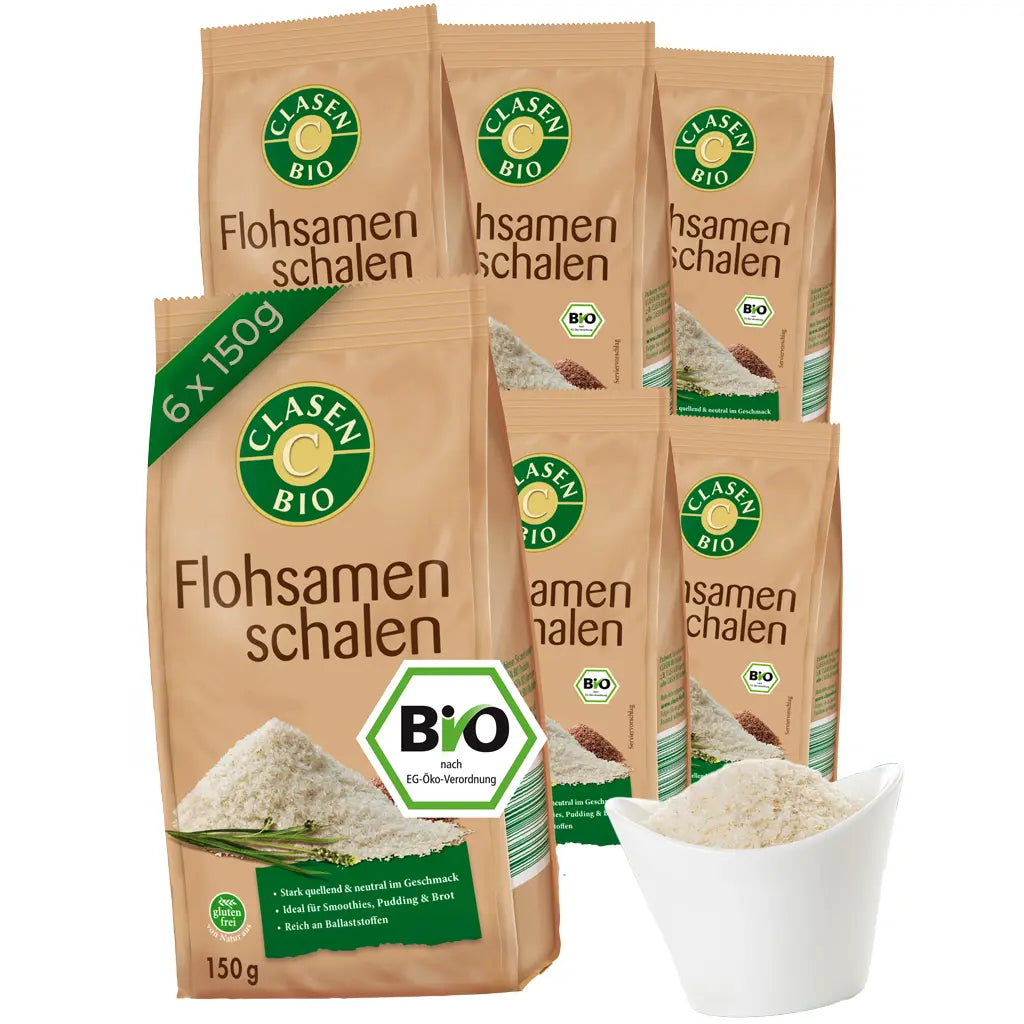 Bio Flohsamenschalen 6x150g – Ballaststoffreich