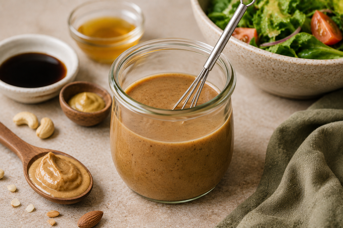 Schnelles Salatdressing mit Nussmus