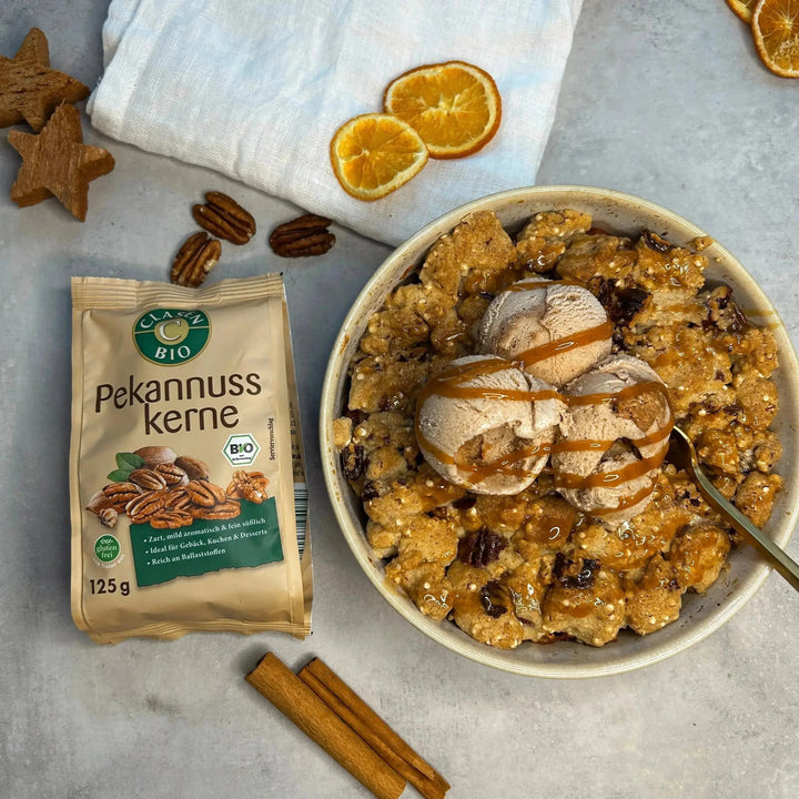 Schneller Apple Crumble mit Pekannüssen aus dem Airfryer Clasen Organic Foods