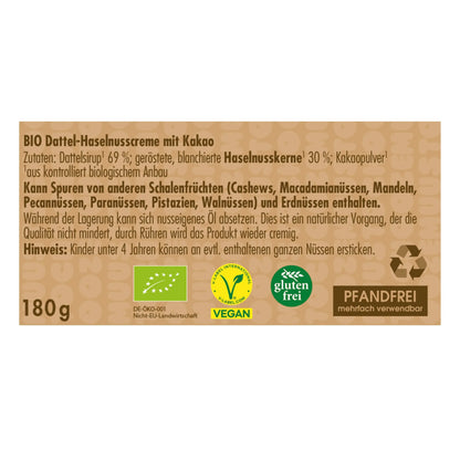 Bio Haselnusscreme - Date meets cacao 180 g Muus to Chooze