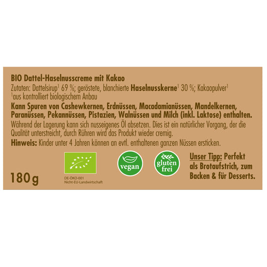 3x Haselnusscreme - Date meets cacao 180g