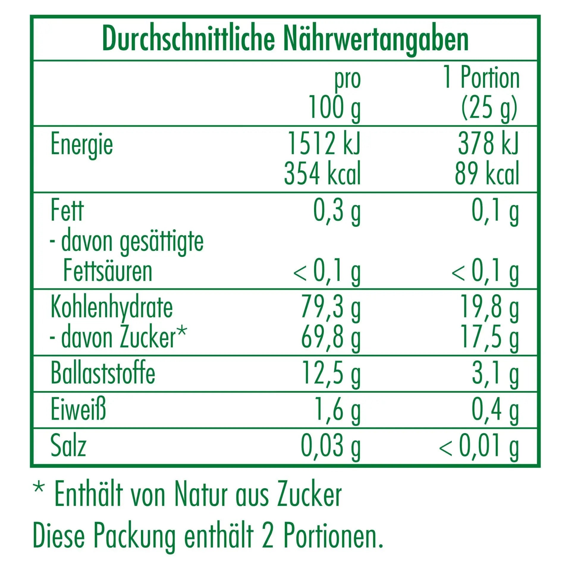 Nährwertangaben der Bio-Apfelchips in Demeter Qualität 50 g von CLASEN BIO