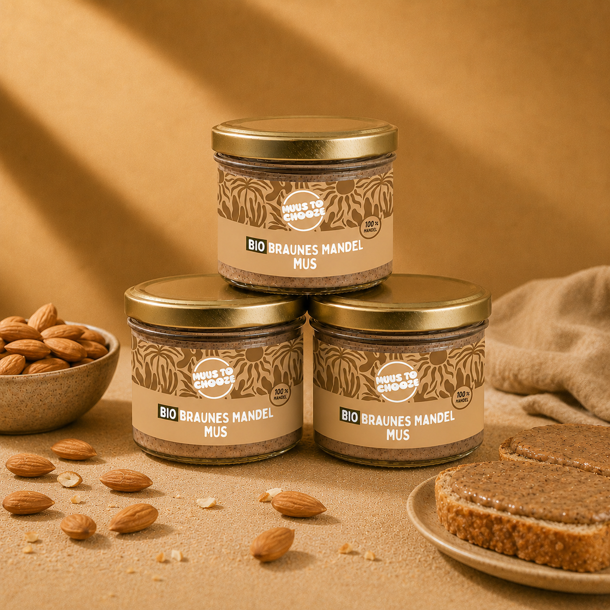 3x Mandelmus braun geröstet 180g