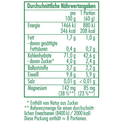 Nährwertangaben des Bio-Buchweizen in Demeter Qualität 500 g von CLASEN BIO