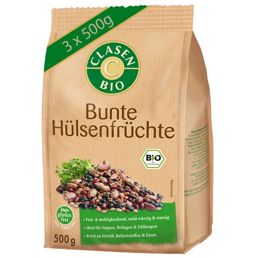 3x Bio Bunte Hülsenfrüchte 500g Clasen Bio