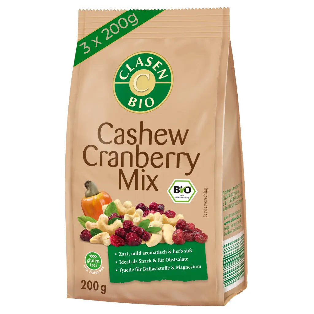3x Bio Cashew-Cranberry-Mix 200g Clasen Bio