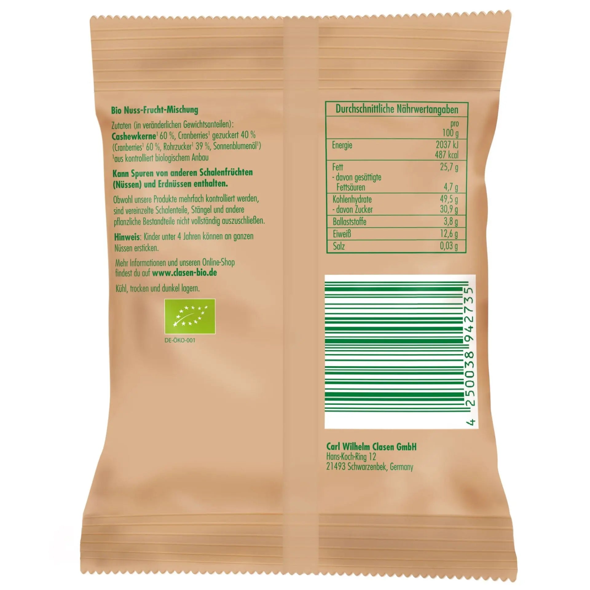 Bio Cashew-Cranberry-Mix 40 g Clasen Bio