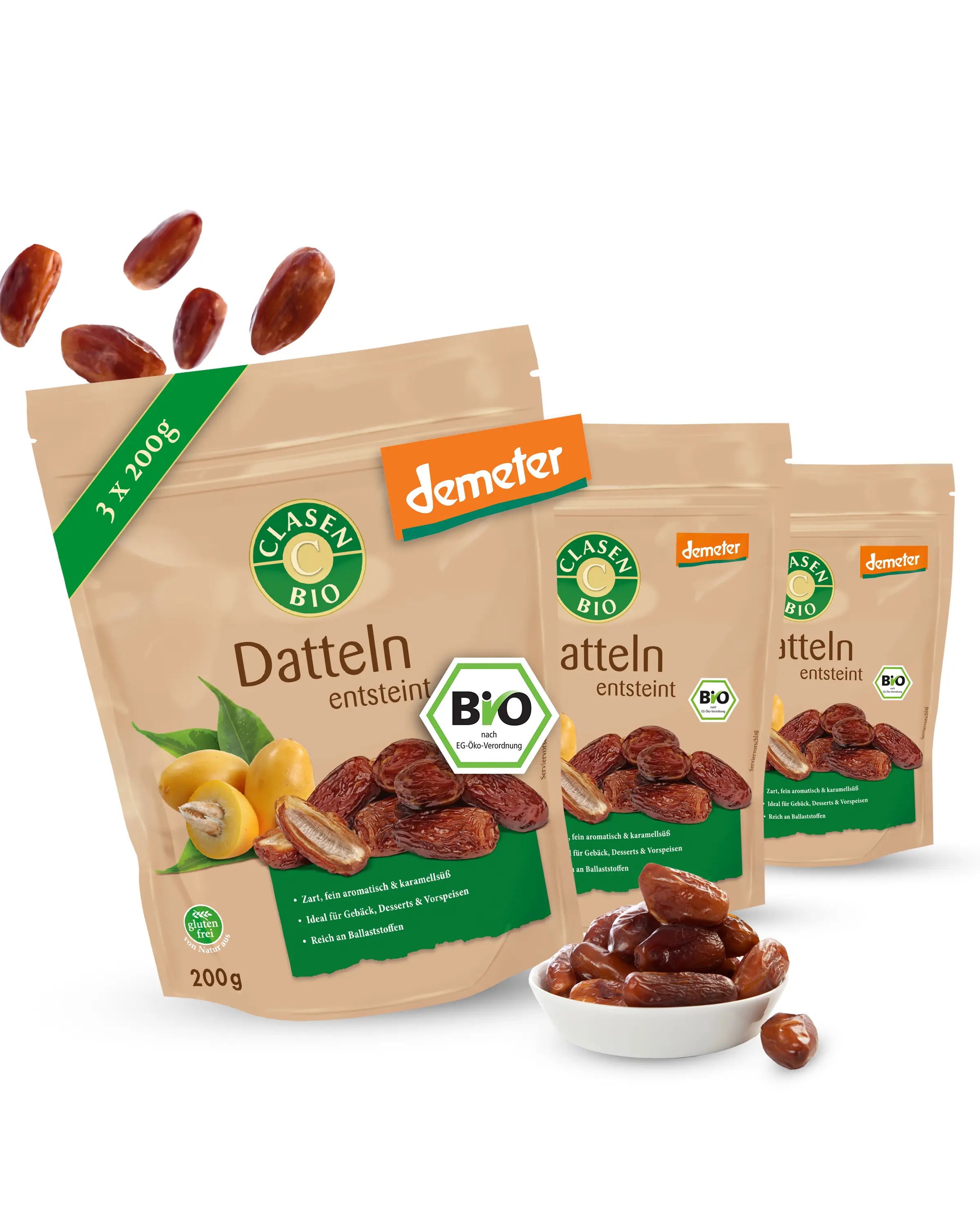 Bio Datteln Demeter 3x200g – karamellsüß | CLASEN BIO
