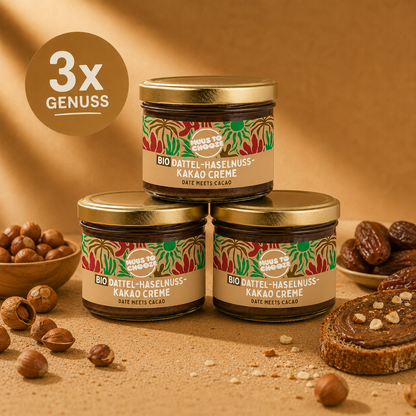 3x Haselnusscreme - Date meets cacao 180g