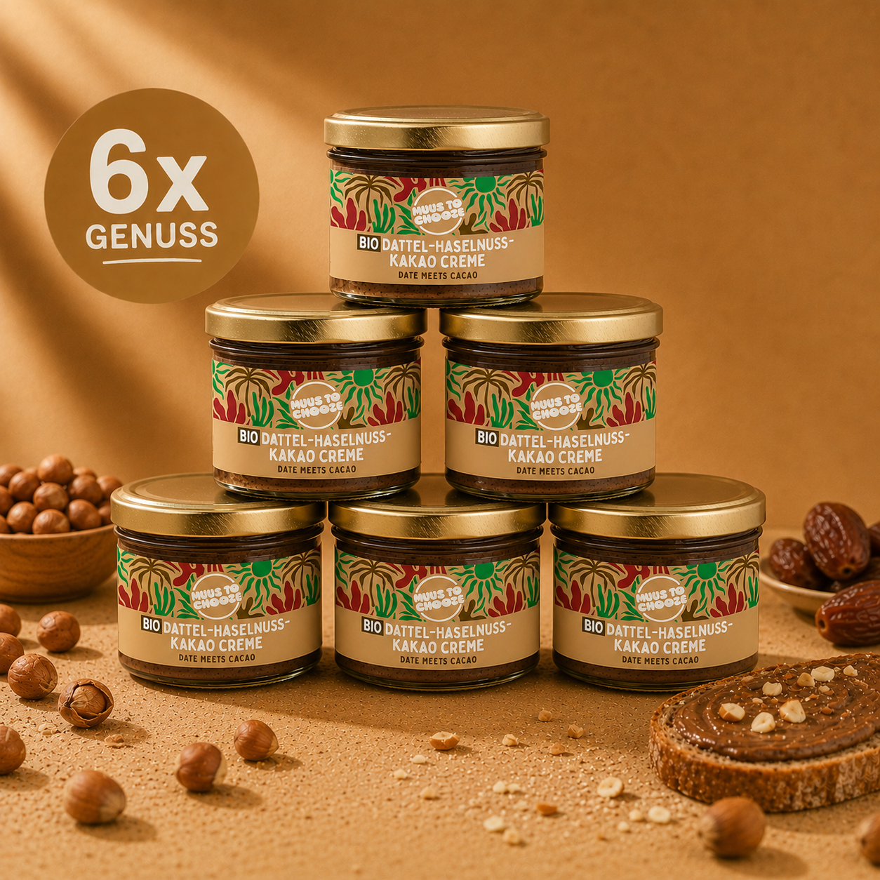 6x Haselnusscreme - Date meets cacao 180g