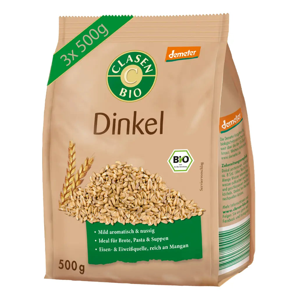 3x Bio Dinkel in Demeter Qualität Clasen Bio