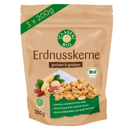 3x Bio Erdnüsse (geröstet und gesalzen) 200g Clasen Bio