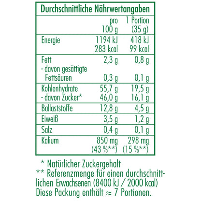 Nährwertangaben der Bio-Feigen in Demeter Qualität 250 g von CLASEN BIO