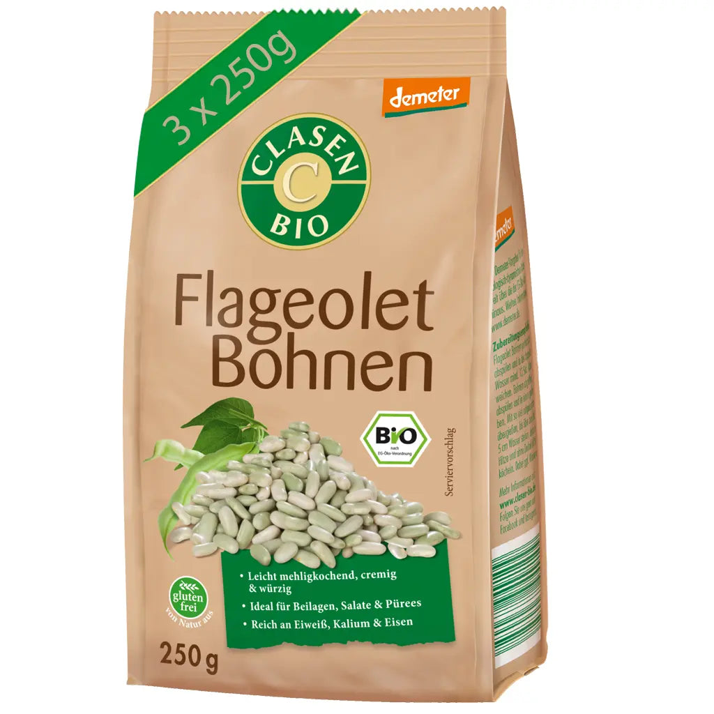 3x Bio Flageolet Bohnen in Demeter Qualität 250g Clasen Bio