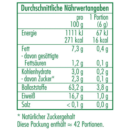 Nährwertangaben der Bio-Flohsamen 250 g von CLASEN BIO