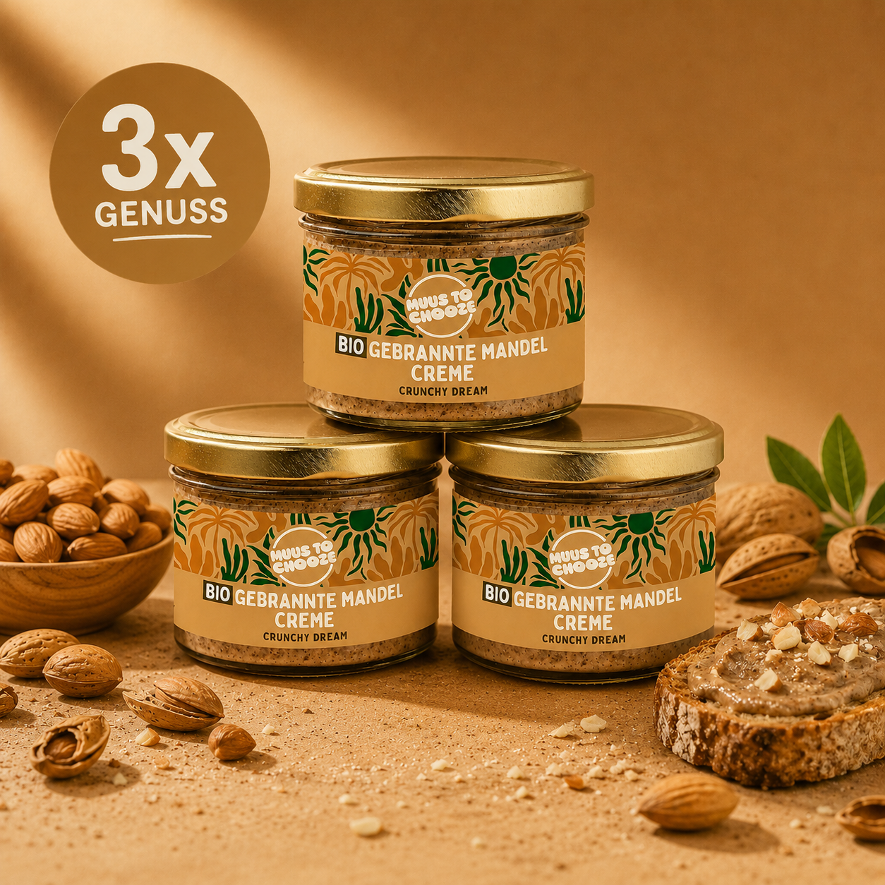 3x Mandelmus - Crunchy Dream 180g