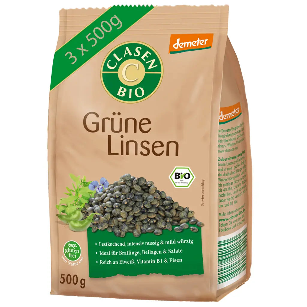 3x Bio Linsen in Demeter Qualität 500g Clasen Bio