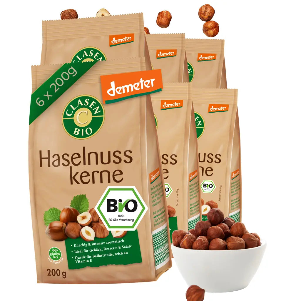 6x Bio Haselnusskerne in Demeter Qualität Clasen Organic Foods