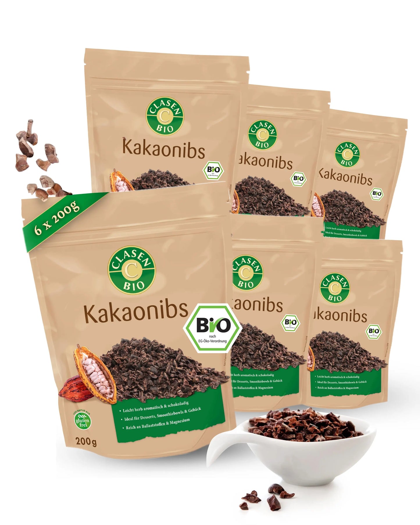 6x Bio Kakaonibs Clasen Organic Foods
