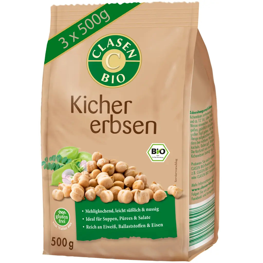 3x Bio Kichererbsen 500g Clasen Bio