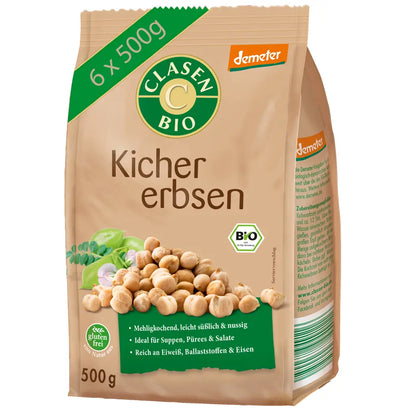 6x Bio Kichererbsen in Demeter Qualität 500g Clasen Bio