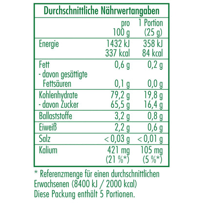 Nährwertangaben der Bio-Kirschen 125 g von CLASEN BIO