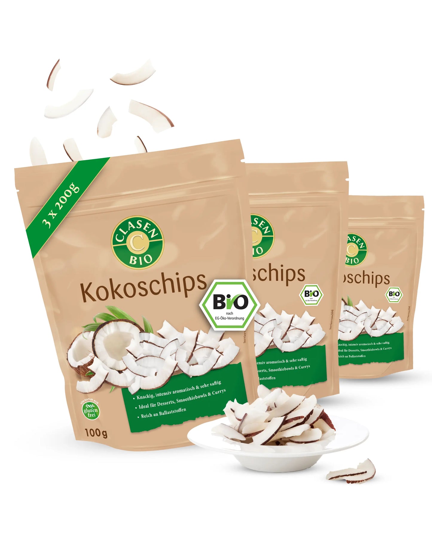 3x Bio Kokoschips Clasen Bio