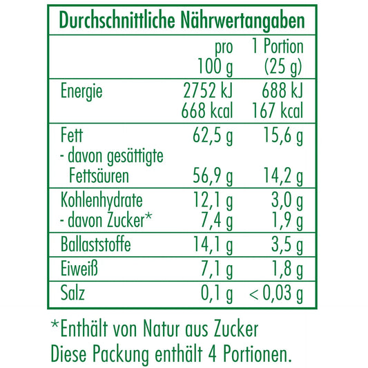 Nährwertangaben der Bio-Kokoschips 100 g von CLASEN BIO