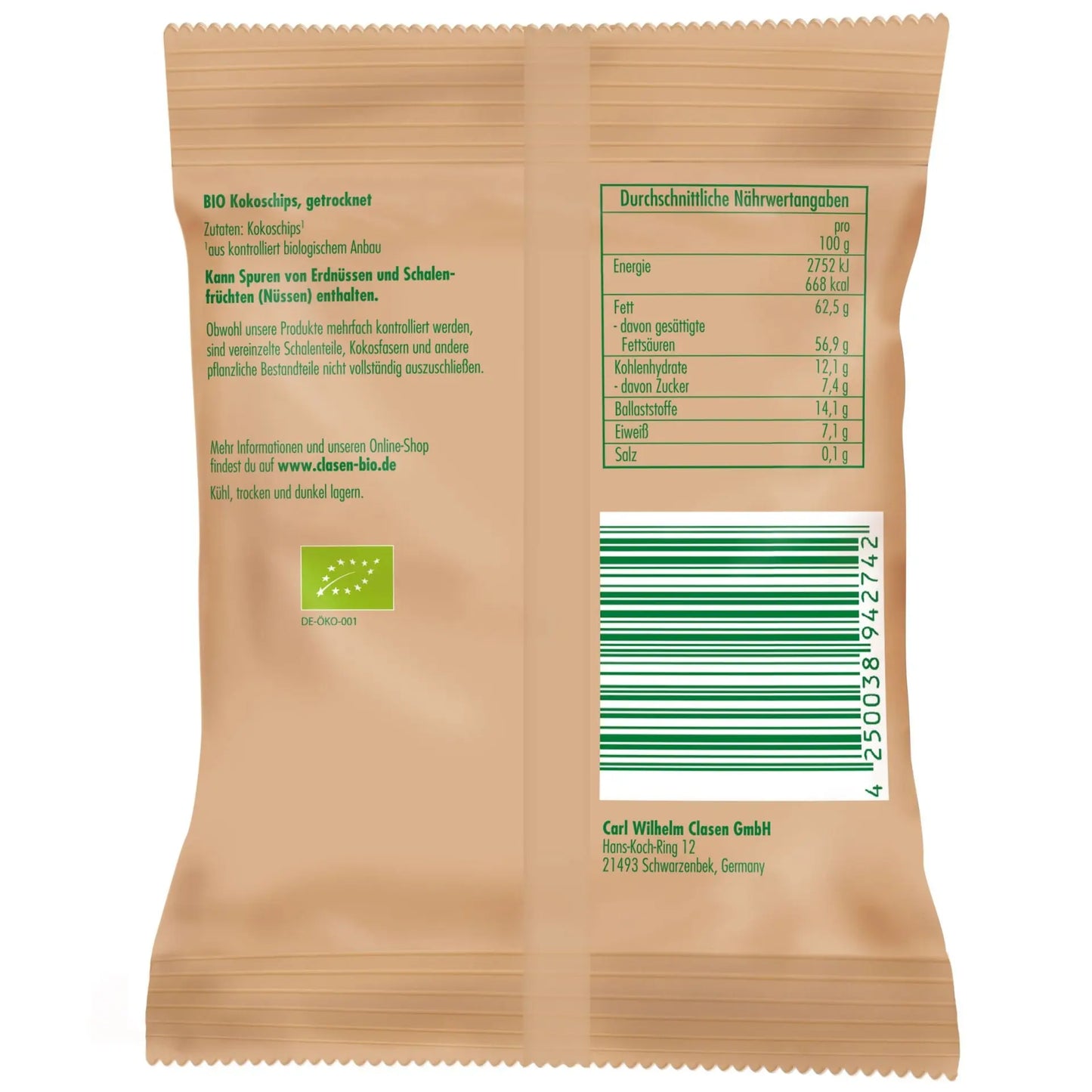 Bio Kokoschips 20 g Clasen Bio