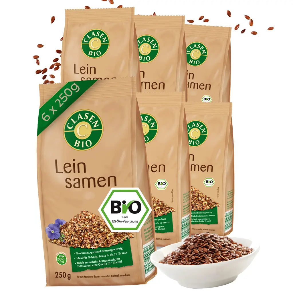6x Bio Leinsamen (geschrotet) Clasen Bio
