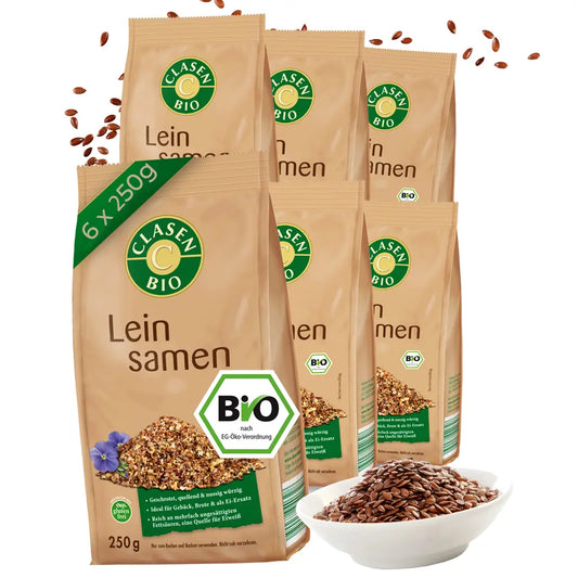 6x Bio Leinsamen (geschrotet) Clasen Bio