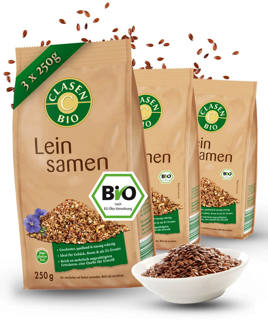 3x Bio Leinsamen (geschrotet) Clasen Bio