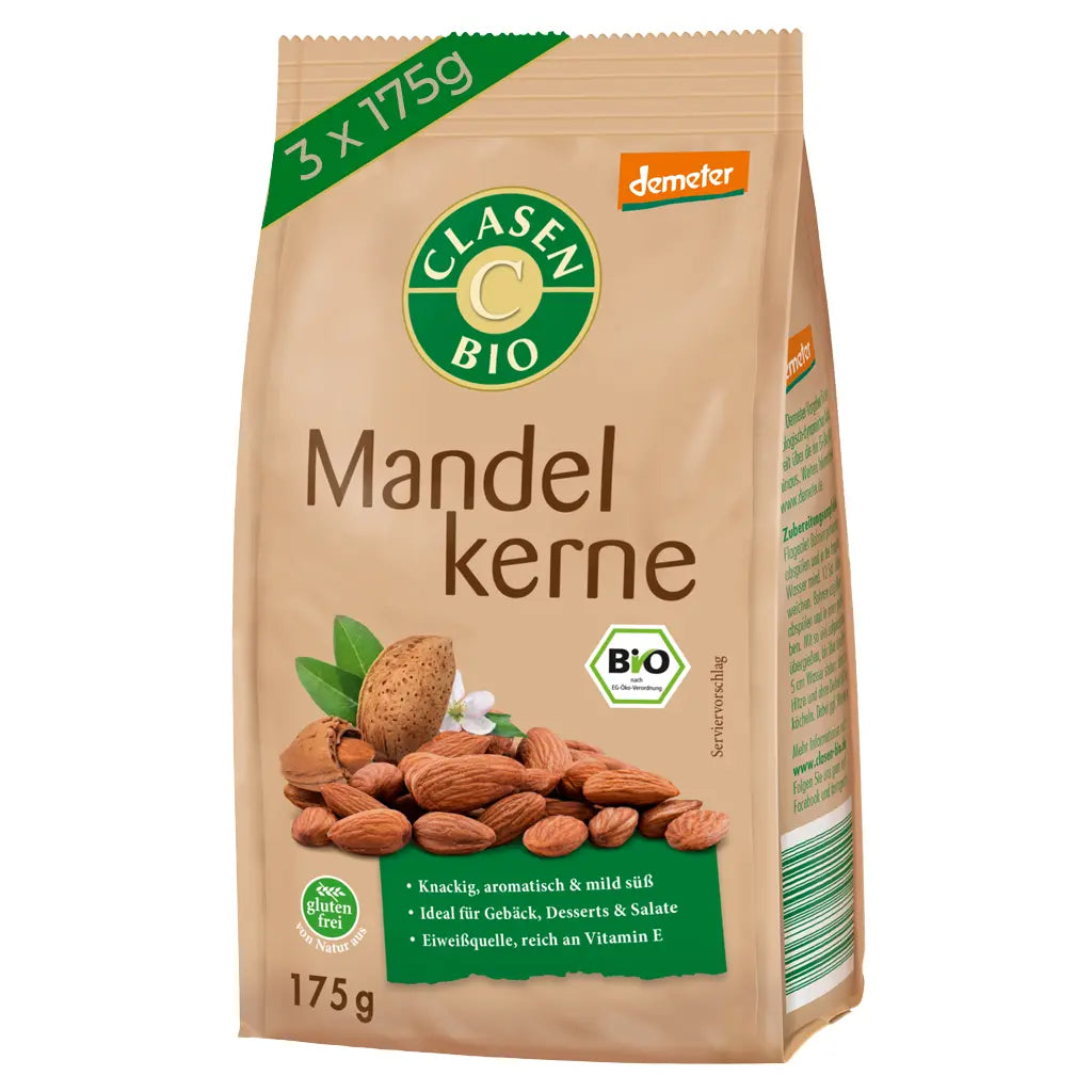 3x Bio Mandelkerne in Demeter Qualität 175g Clasen Bio