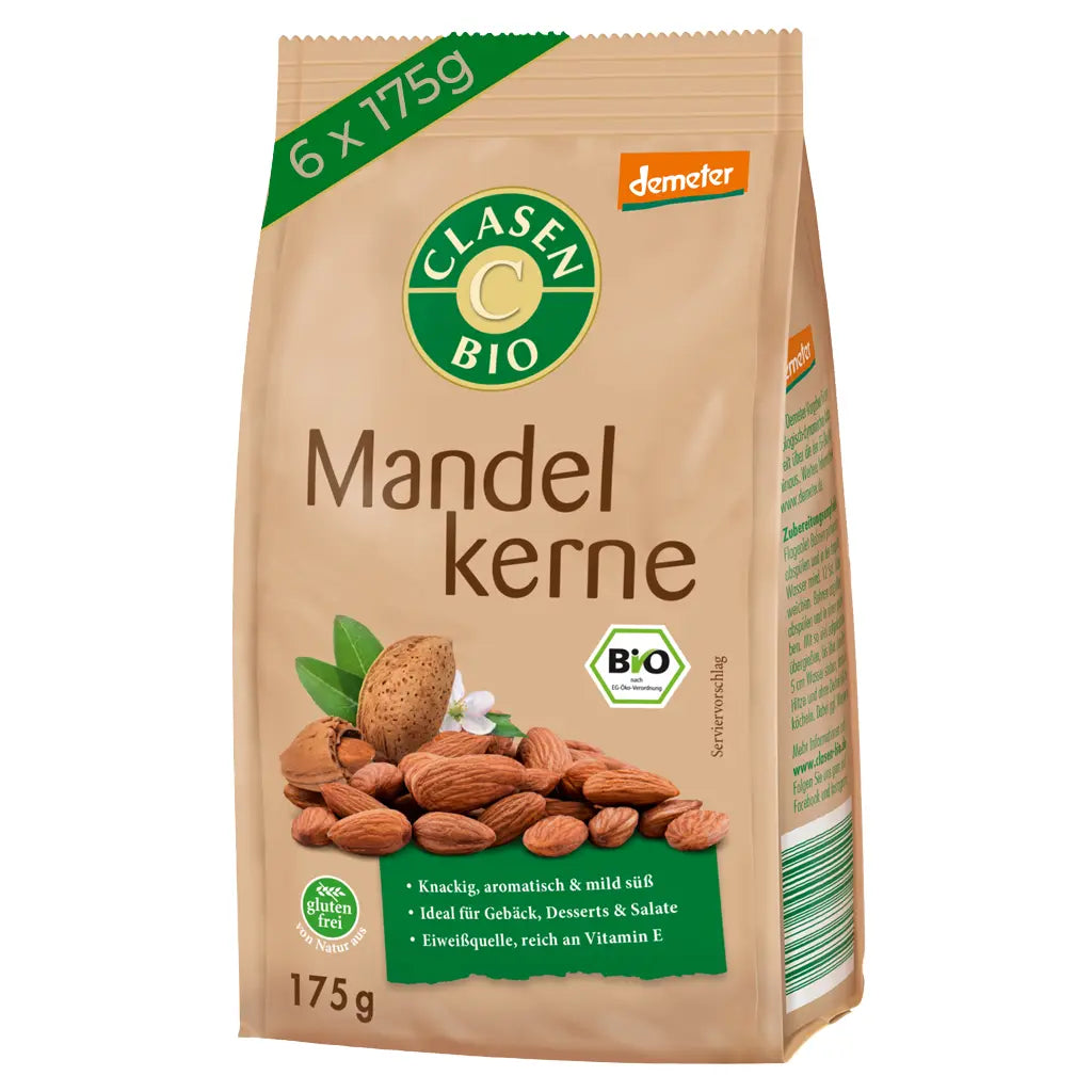 6x Bio Mandelkerne in Demeter Qualität 175g Clasen Bio