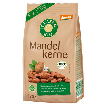 6x Bio Mandelkerne in Demeter Qualität 175g Clasen Bio
