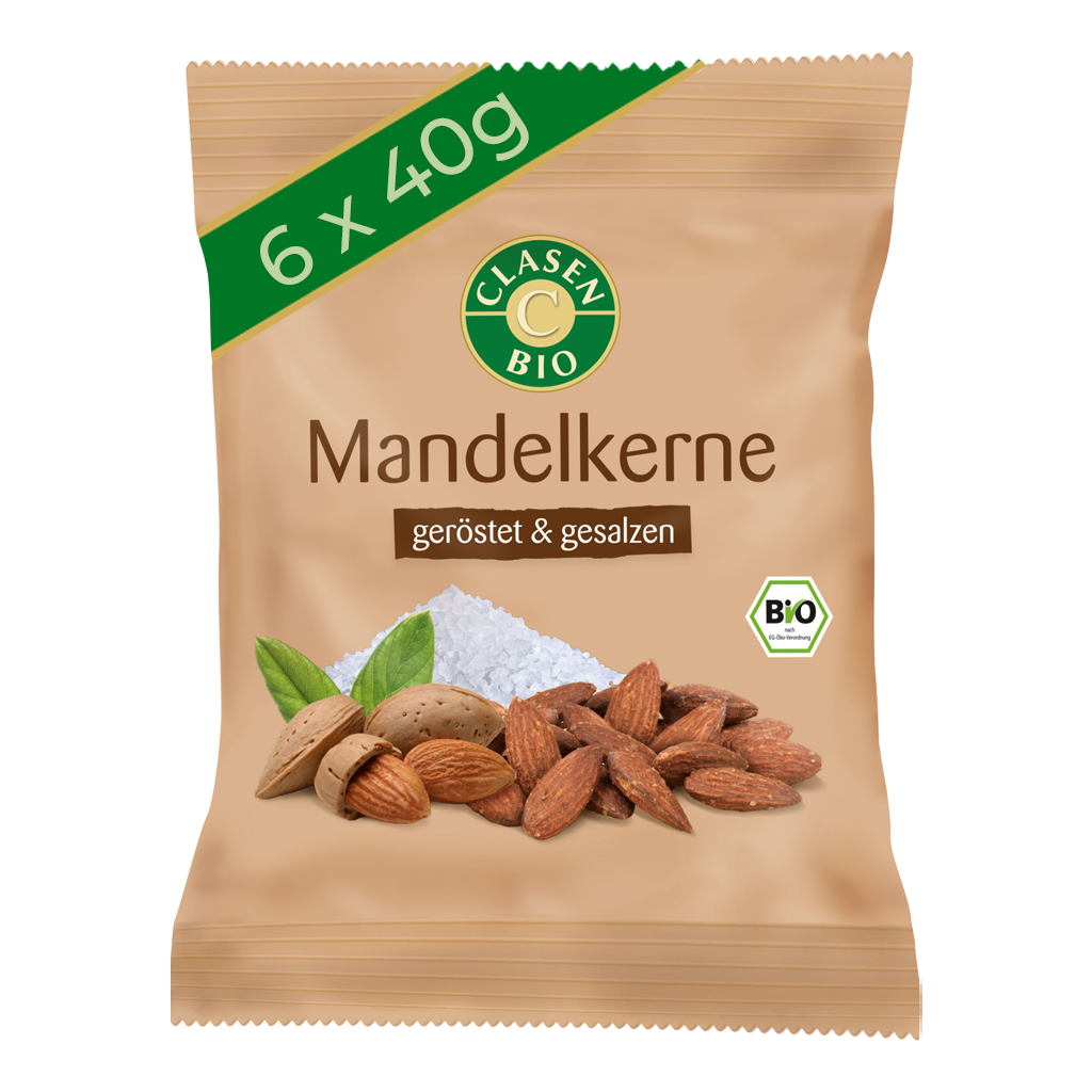 6x Bio Mandelkerne (geröstet und gesalzen) 40 g