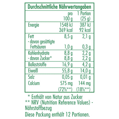 Nährwertangaben des Bio-Mandelprotein 300 g von CLASEN BIO