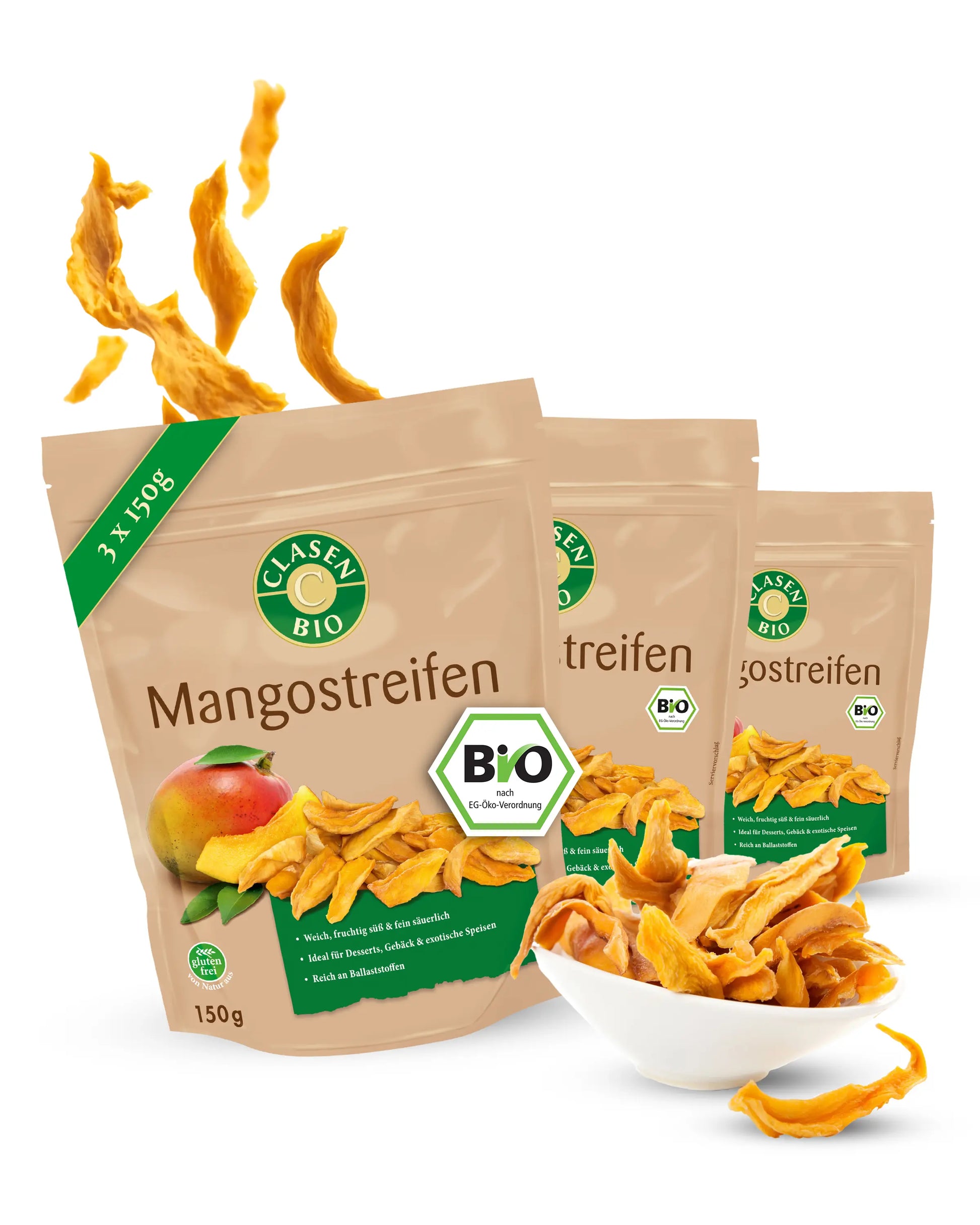 3x Bio Mangostreifen Clasen Bio