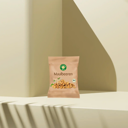 Verpackung Bio-Maulbeeren 30 g von CLASEN BIO. Sonnengereifte, natürlich süße Trockenfrüchte im kompakten Beutel – ideal zum Naschen oder als feines Topping für Frühstück und Desserts.