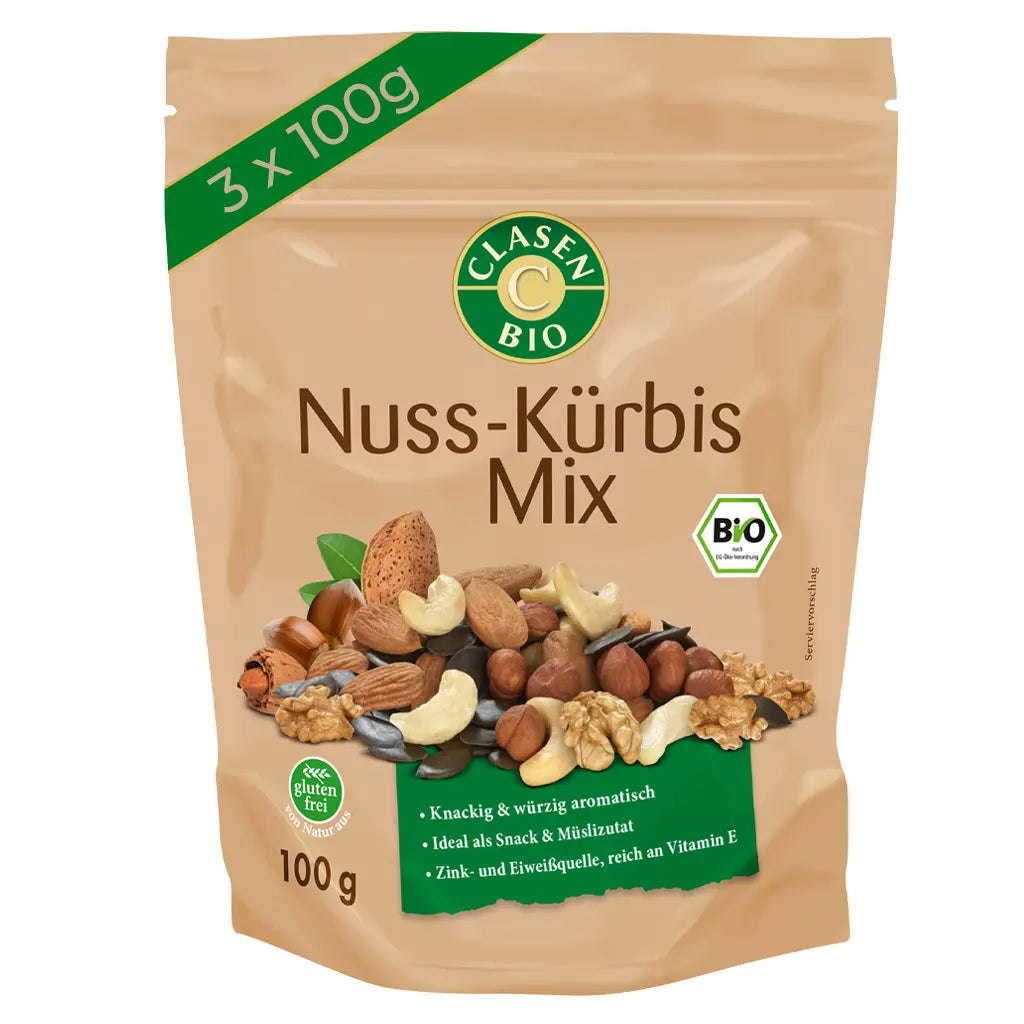 3x Bio Nuss-Kürbiskern-Mix 100g Clasen Bio
