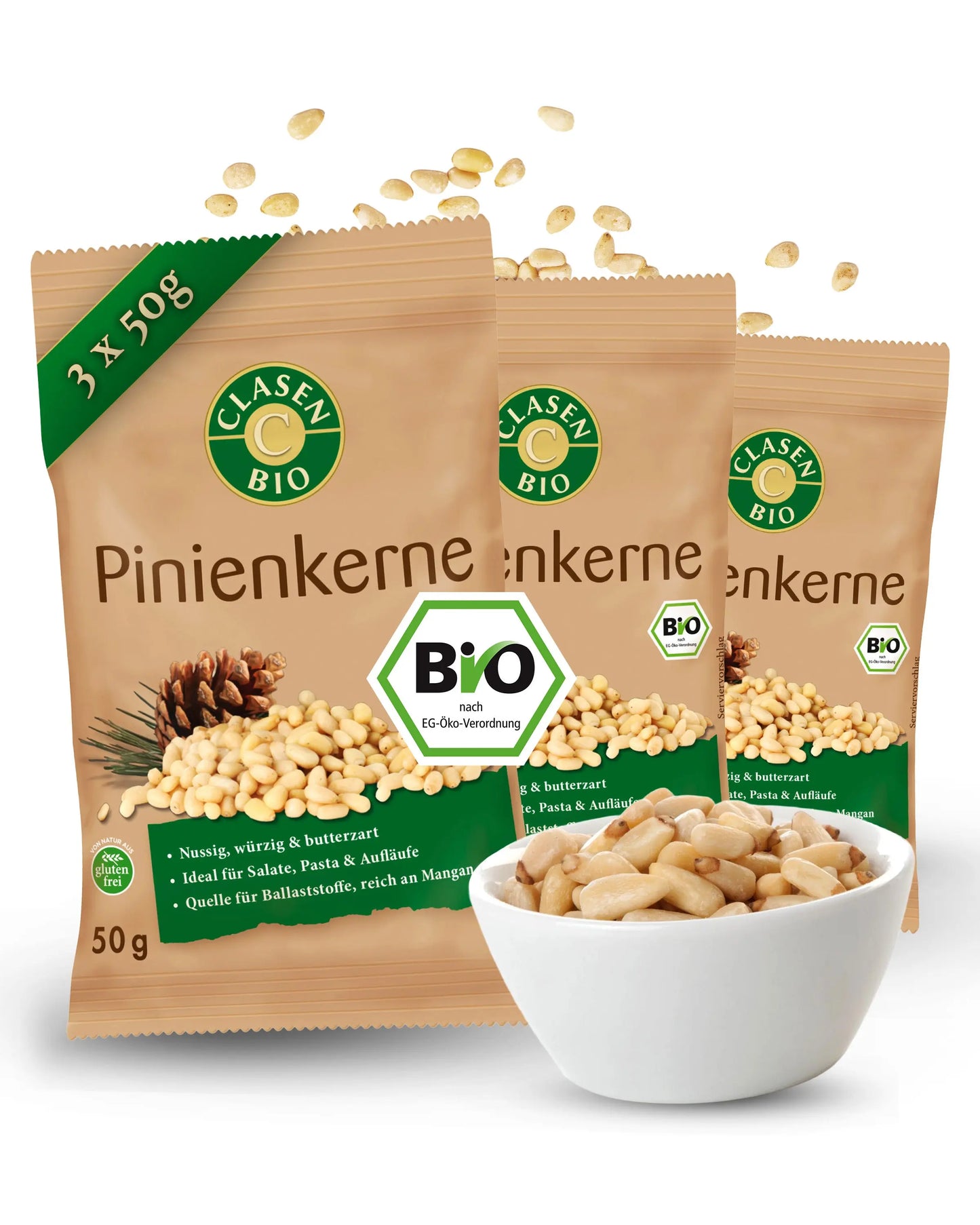 3x Bio Pinienkerne Clasen Bio