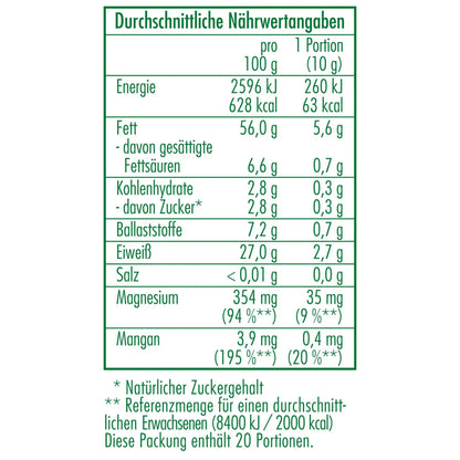Nährwertangaben des Bio-Salatkerne-Mix 200 g von CLASEN BIO