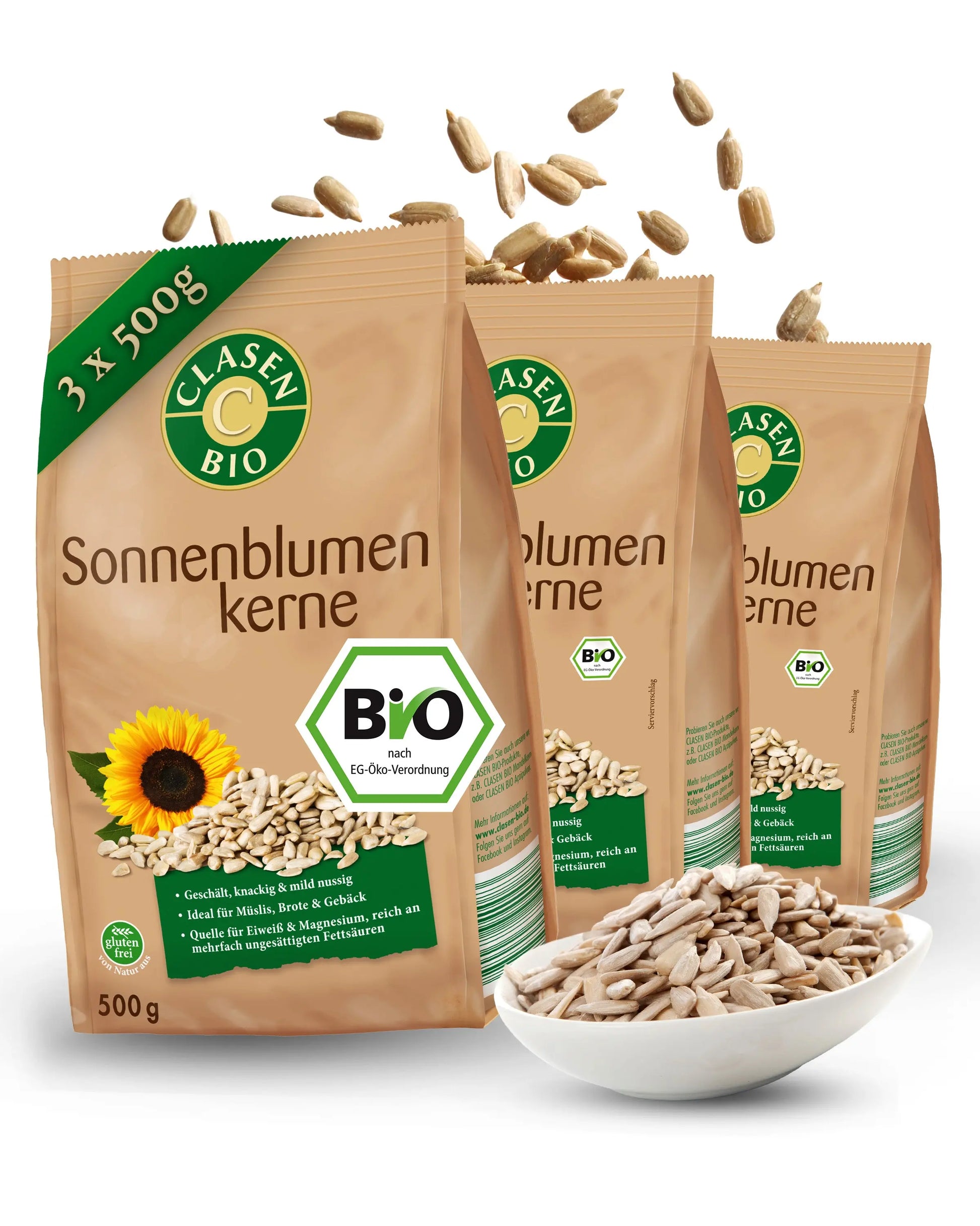 3x Bio Sonnenblumenkerne Clasen Bio