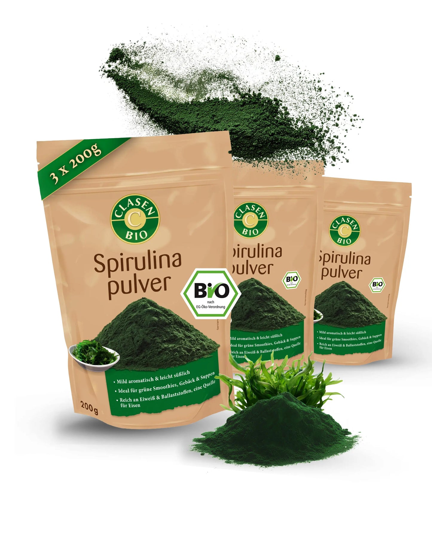 3x Bio Spirulinapulver Clasen Bio