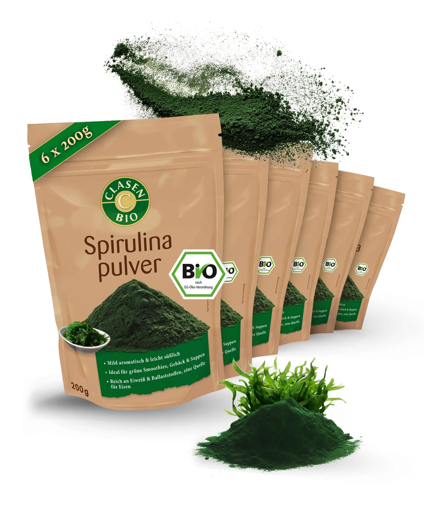 6x Bio Spirulinapulver Clasen Bio