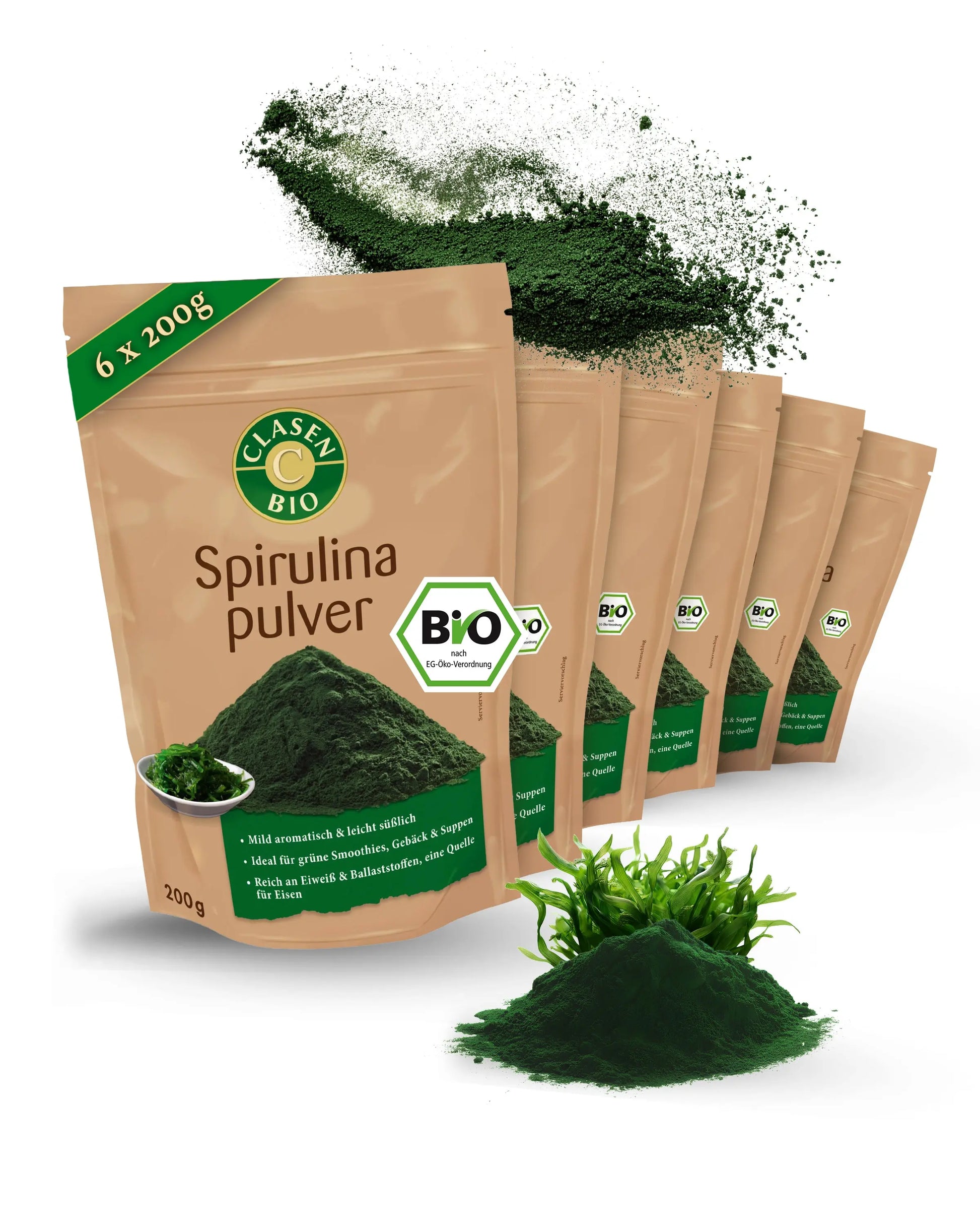 6x Bio Spirulinapulver Clasen Bio