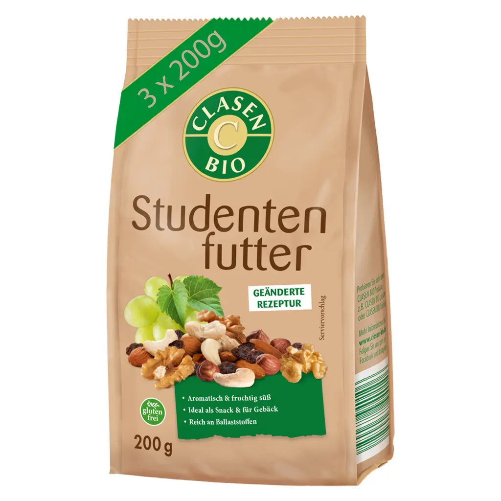 3x Bio Studentenfutter 200g Clasen Bio