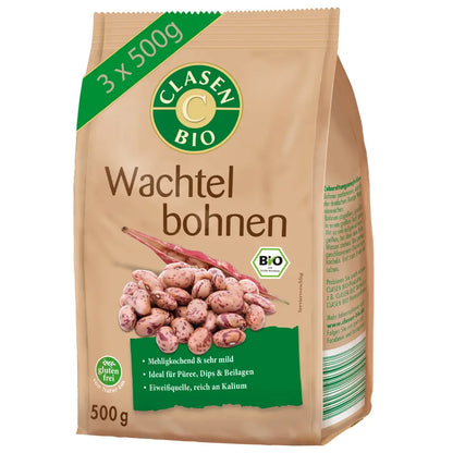 3x Bio Wachtelbohnen 500g Clasen Bio