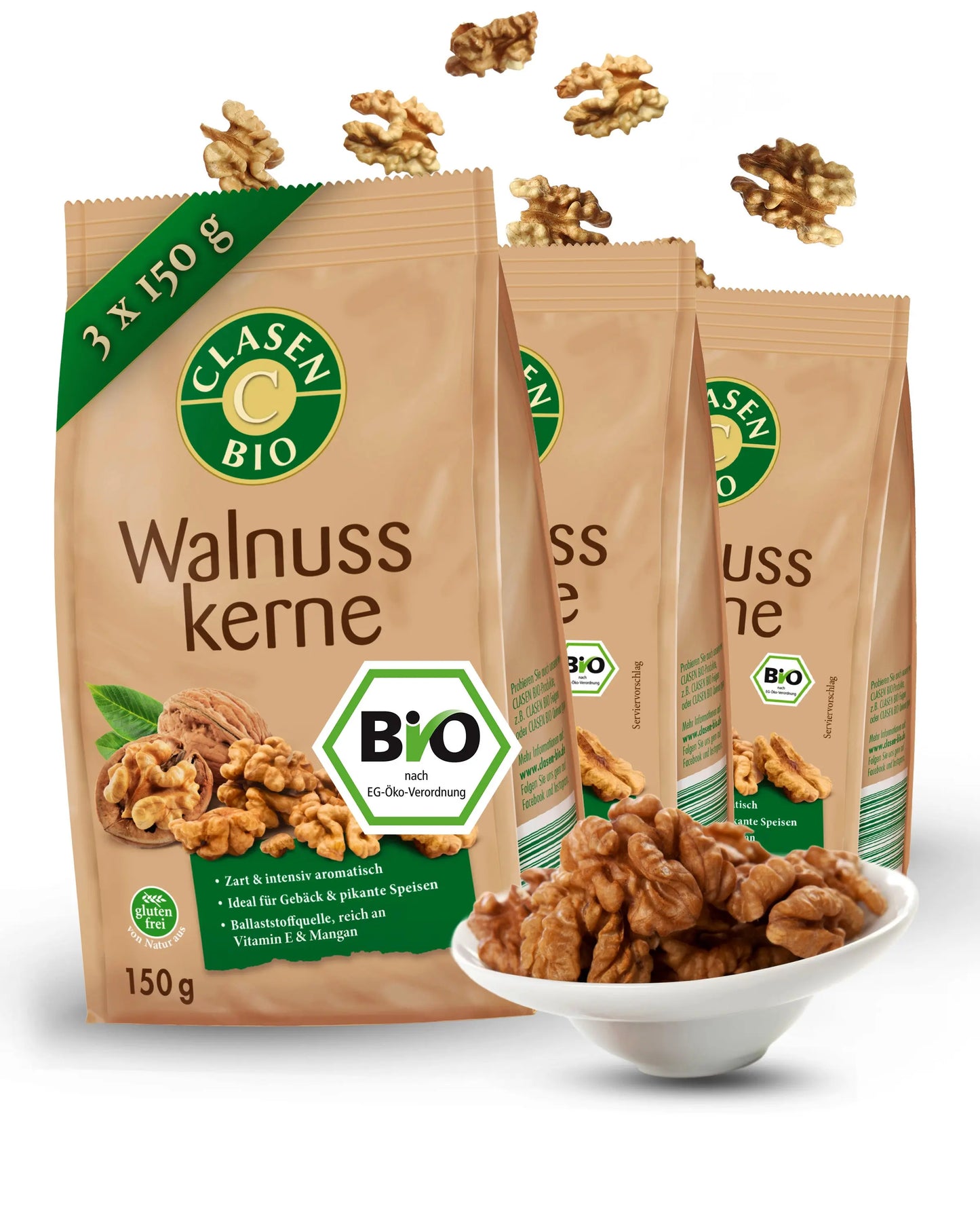 3x Bio Walnusskerne Clasen Bio