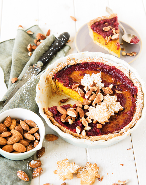 Rezeptbild_Kuerbis_Pie_570x720 Kürbis-Pie mit Cranberry-Mandel-Topping